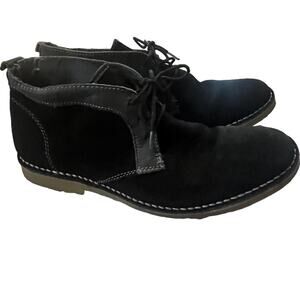 Aldo Black Suede Grey Trim Lace Up Chukka Boots 9 Classic Office